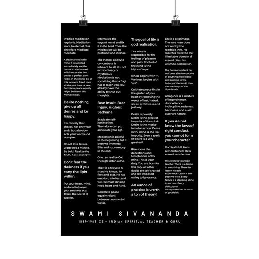 Swami Sivananda Vedanta Inspirational Quotes Collection Minimalist Typography Black & White Matte Vertical Poster