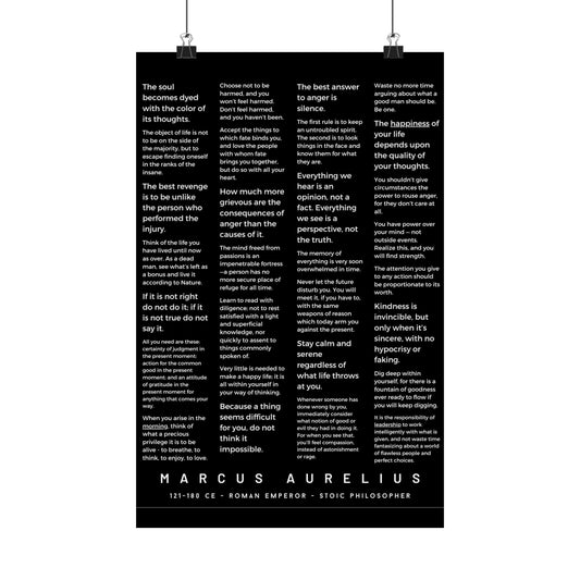 Marcus Aurelius Stoicism Inspirational Quote Collection Minimalist Typography Black & White Matte Vertical Poster