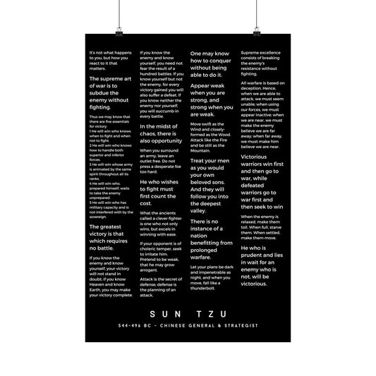 Sun Tzu - Art of War Inspirational Quotes Collection Minimalist Typography Black & White Matte Vertical Poster